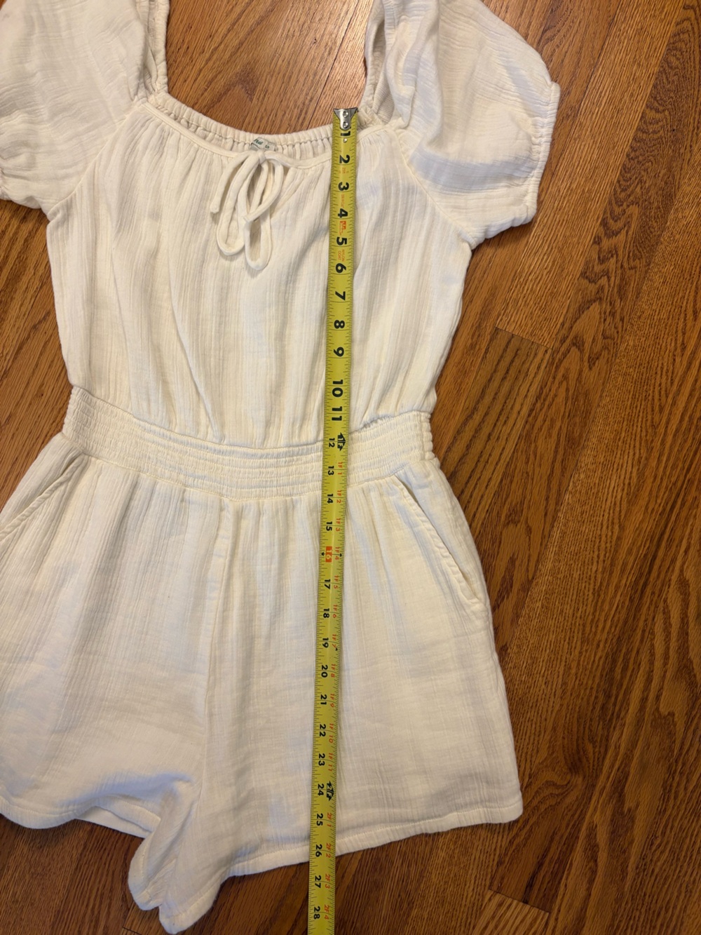 Aerie White 100% Cotton Gauze Romper Puff Sleeve Cottagecore Beach Size Small - Picture 9 of 10